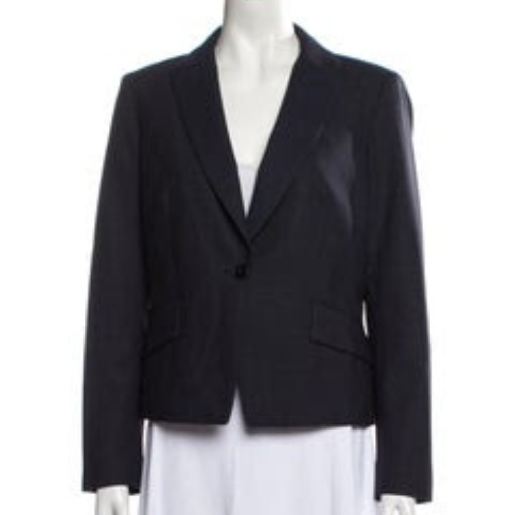 *Hobbs London Blue Blazer Pointed Collar Flap Pockets & Button Closure